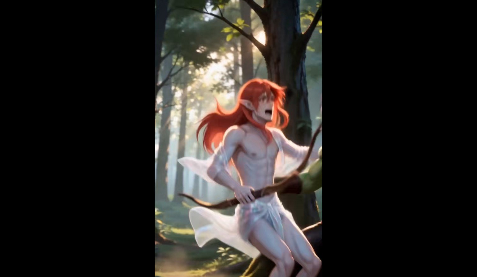 Aeren surpreso na floresta